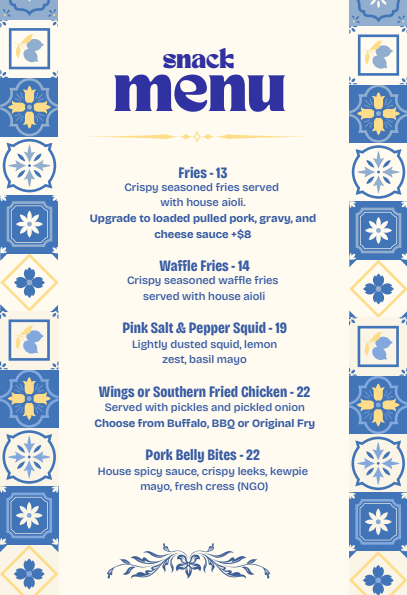 Snack menu
